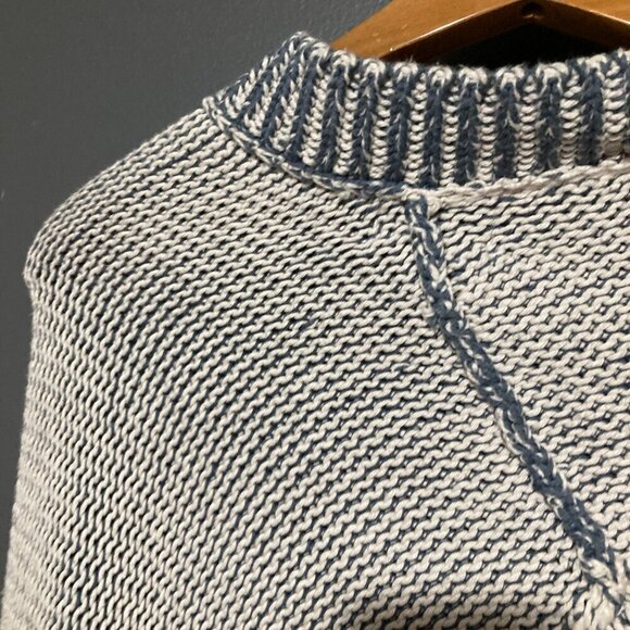 Womens S/M Pure Handknit Blue Asymm Sweater Cardigan Fisherman Hand Made Thick - Picture 11 of 13